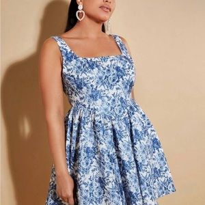 Square neck floral dress